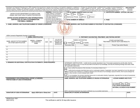aphis interstate health certificate.